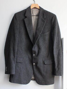 J.G. Hook Vintage Men's Lambswool Cashmere Blazer Coat Charcoal Black Size 42L